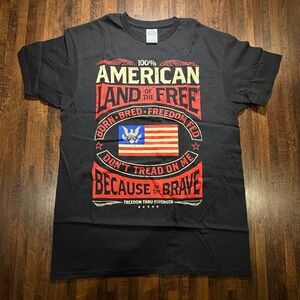 Black Graphic T-Shirt with American Flag Design